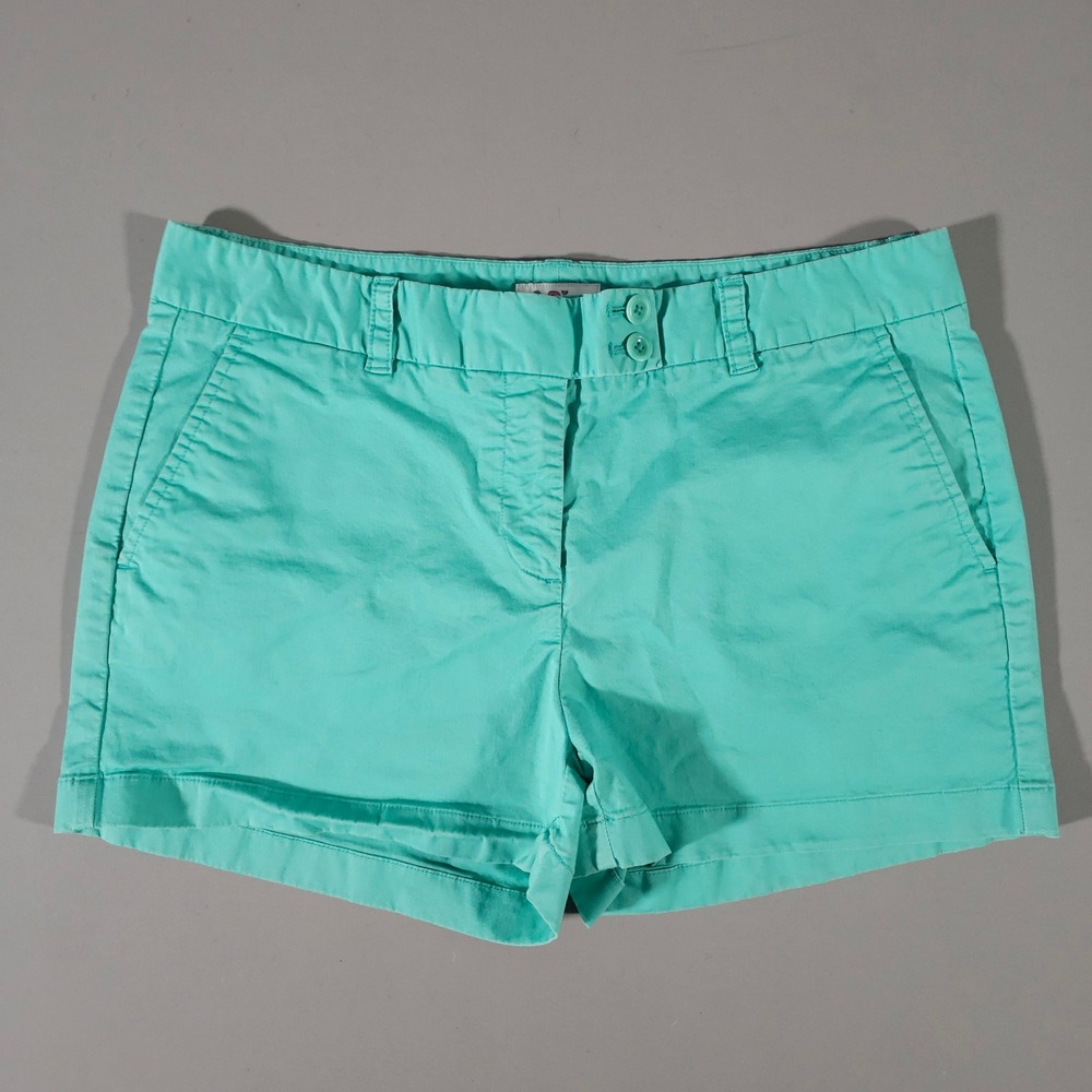 Vineyard Vines Shorts Womens 12 Turquoise Chino Cotton Stretch Whale Logo